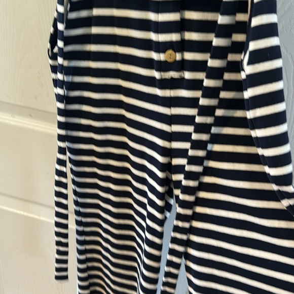Monteau Los Angeles romper size medium color navy blue and white stripes two poc - Picture 2 of 5